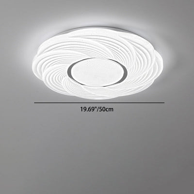 Modern Minimalist Cream Round Petal Iron Acrylic LED Flush Mount Ceiling Light For Bedroom