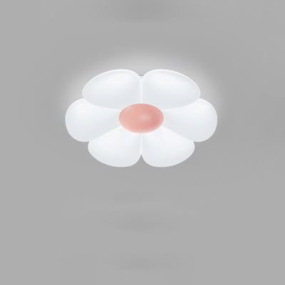 Contemporary Creative Daisy Flower PE Iron LED Flush Mount Ceiling Light For Bedroom