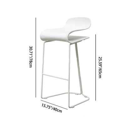 Contemporary Scandinavian ABS Steel Geometric Curved Bar Stool Backrest Footrest For Kitchen