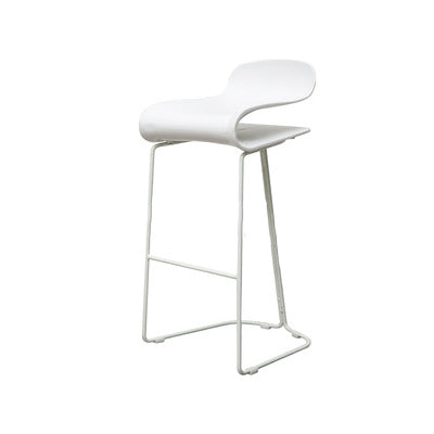 Contemporary Scandinavian ABS Steel Geometric Curved Bar Stool Backrest Footrest For Kitchen