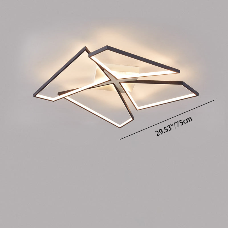 Modern Minimalist Triangle Patchwork Square Rectangle Aluminum Iron Silicone LED Flush Mount Ceiling Light For Bedroom