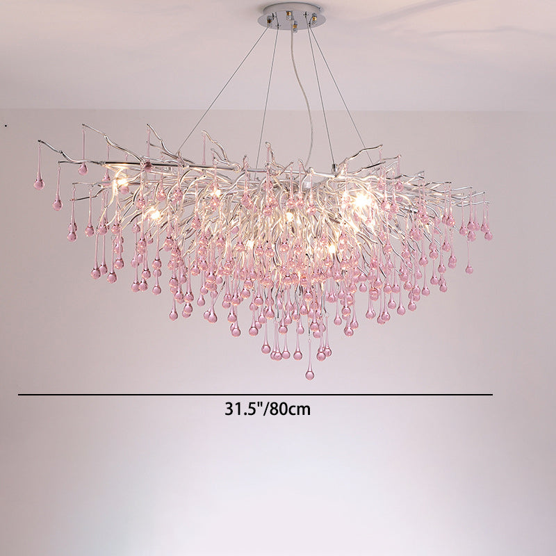 Modern Luxury Crystal Glass Aluminum Branch Water Drop 6/8/10/14 Chandeliers For Dining Room