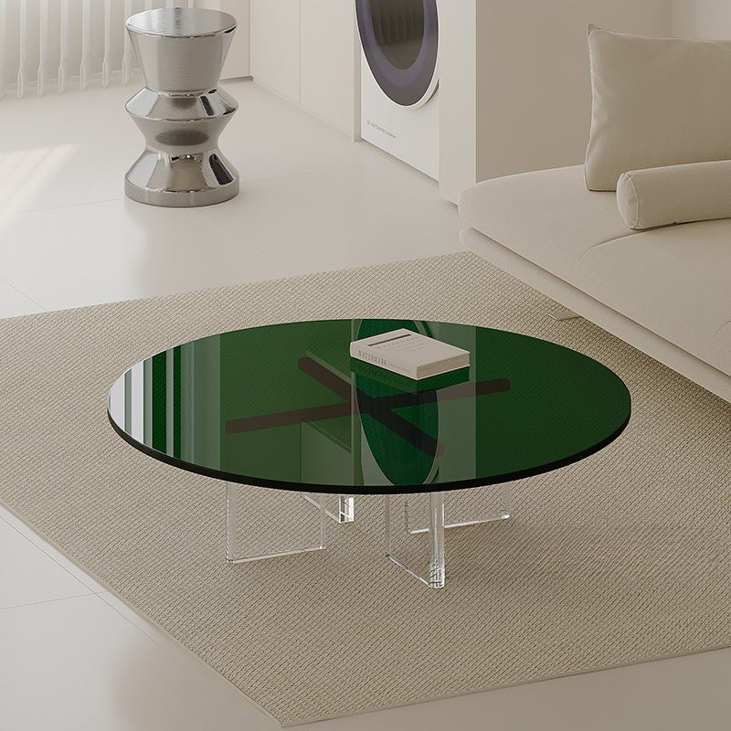 Modern Minimalist Cross Base Acrylic Coffee Table For Living Room