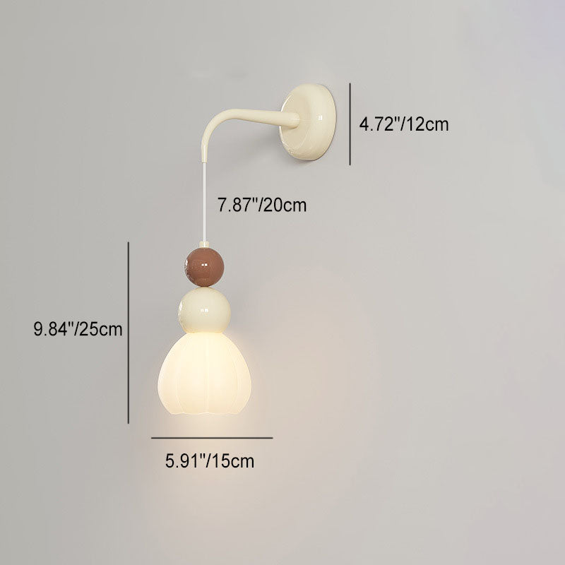 Lampe murale minimaliste moderne à 1 lumière en verre avec pétales de gourde ronde pour chambre à coucher 