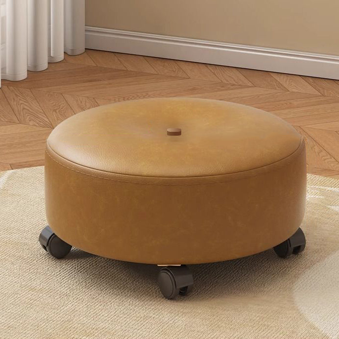 Modern Minimalist Removable Round Microfiber Leather Solid Wood Chair Backless Armless For Living Room