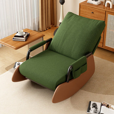 Modern Simplicity Corduroy Cotton Sponge Leather Wood Carbon Steel Square Recliner Foldable Backrest Footrest For Bedroom