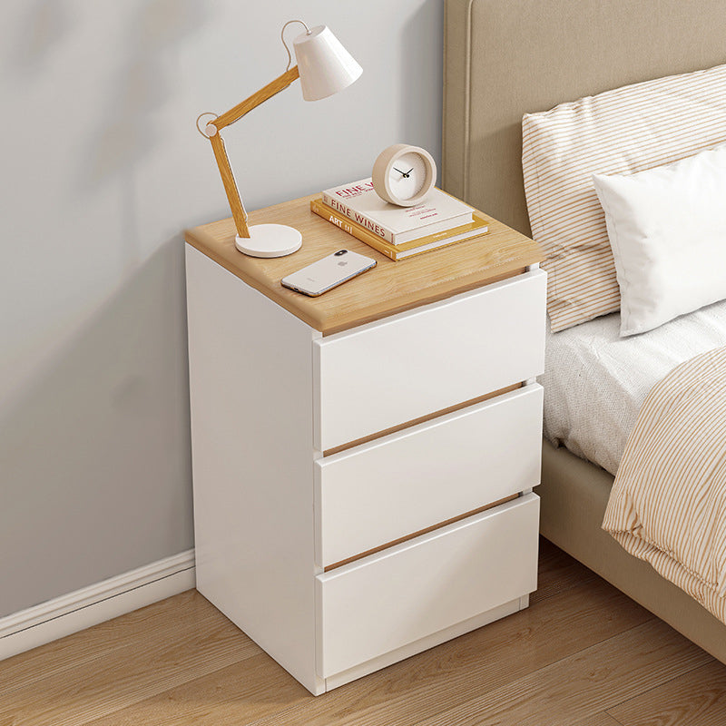 Modern Minimalist Rectangular Density Panel Nightstand 2/3 Drawer For Bedroom