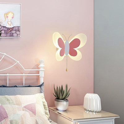 Contemporary Creative Acrylic Butterfly Design Iron LED Wall Sconce Lamp For Bedroom