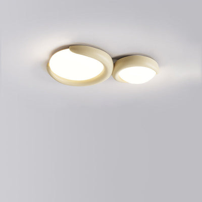 Contemporary Nordic Iron PE Geometric Circle Splicing LED Flush Mount Ceiling Light For Living Room