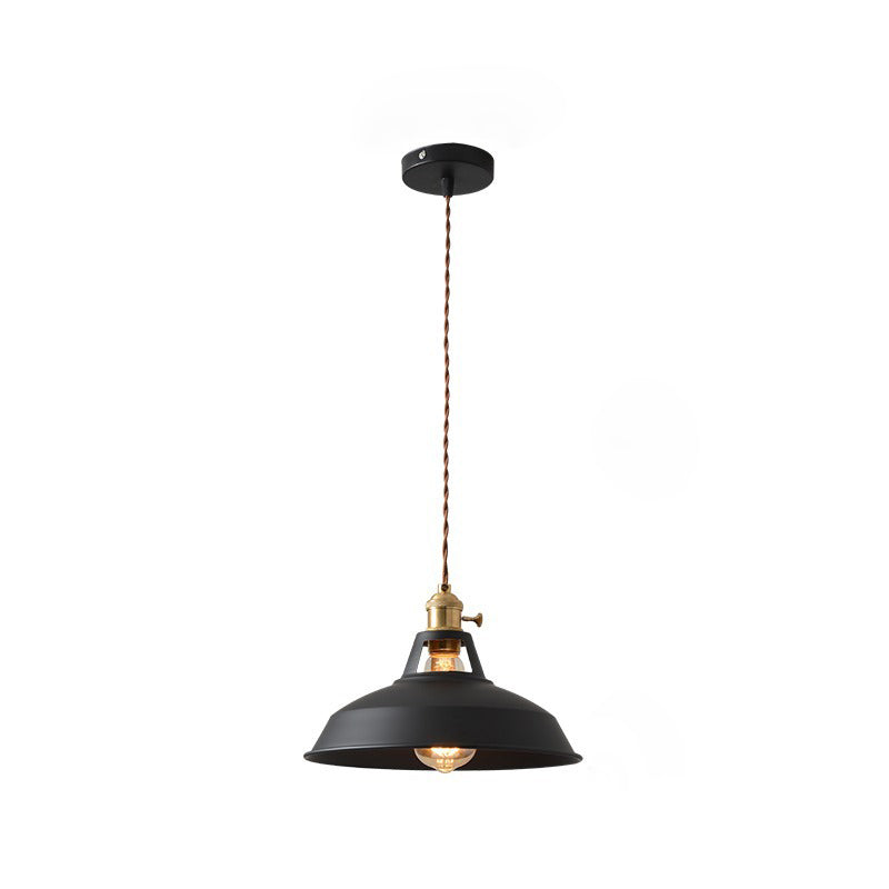 Contemporary Scandinavian Round Macaron Iron 1-Light Pendant Light For Living Room