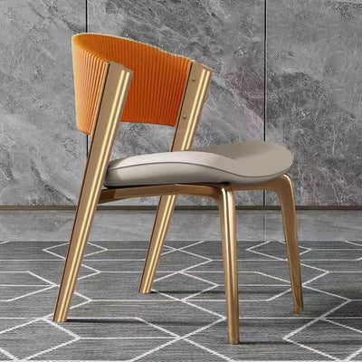 Modern Luxury Square Leather Stainless Steel Foam Dining Chair Four Legs Backrest For Dining Room