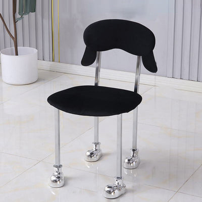 Contemporary Creative Puppy Shape Velvet Upholstered Stainless Steel Frame Chair Open Back Armless For Living Room