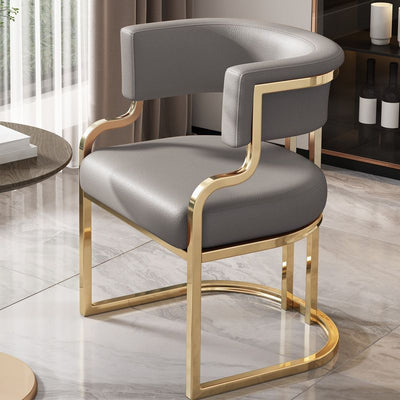 Modern Luxury Square Arch Leather Iron Dining Chair Backrest Armrest For Dining Room