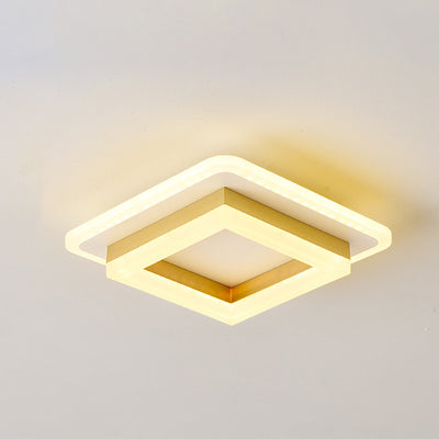 Modern Simplicity Acrylic Geometric Square Round Shade Hardware LED Flush Mount Ceiling Light For Living Room