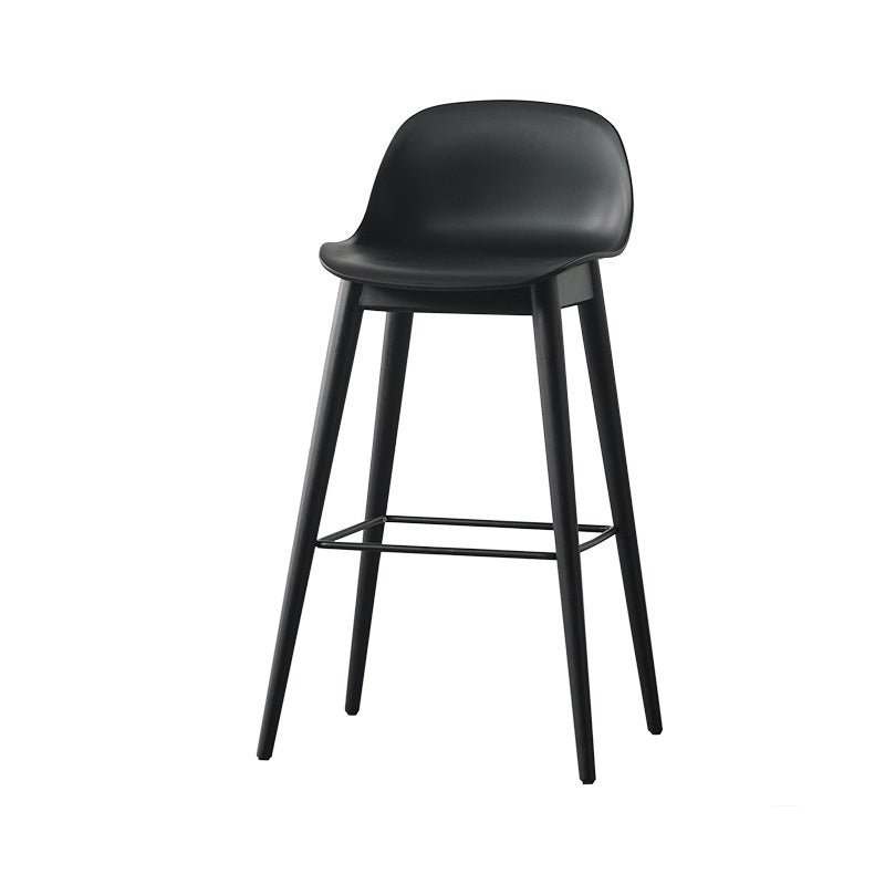 Contemporary Simplicity Square Plastic Wood Bar Stool Low Back Footrest For Dining Room