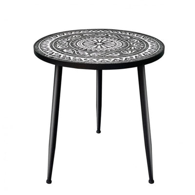 Contemporary Simplicity Pattern Wood Iron Round Coffee Table For Living Room