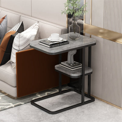 Modern Minimalist Square Metal Artificial Panel End Table For Living Room