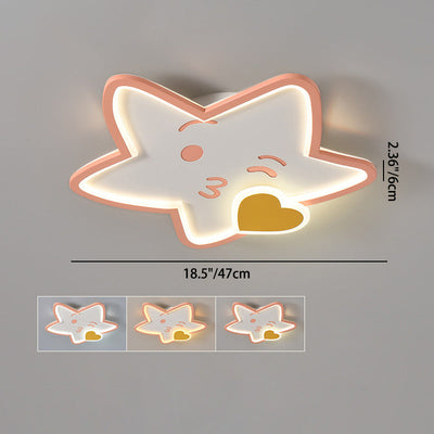 Contemporary Creative Bee Elephant Star Kids Hardware Acrylic LED Flush Mount Ceiling Light For Bedroom