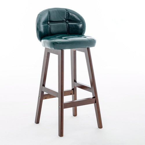 Modern Minimalist Square Wood Leather Foam Bar Stool With Four Legs Backrest For Dining Room