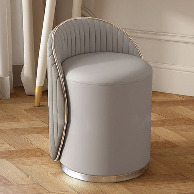 Modern Minimalist Cylinder Iron Leather Vanity Stool Backrest For Bedroom