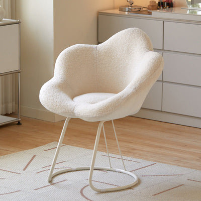 Contemporary Creative Petal Shape Velvet Upholstered Arc Metal Legs Vanity Stool Backrest Armrest For Bedroom