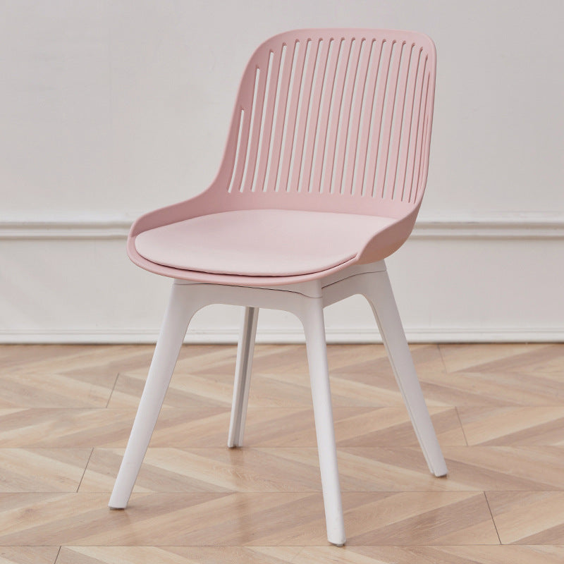 Contemporary Nordic Square Striped PP Plastic Dining Chair Backrest For Living Room