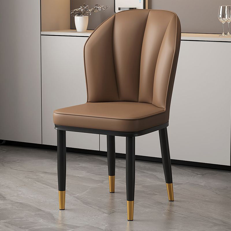 Modern Luxury PU Leather Padded Dining Chair Wing Backrest Armless For Dining Room