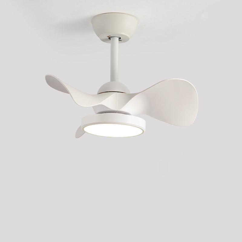 Contemporary Retro Round Acrylic ABS LED Downrods Ceiling Fan Light For Bedroom