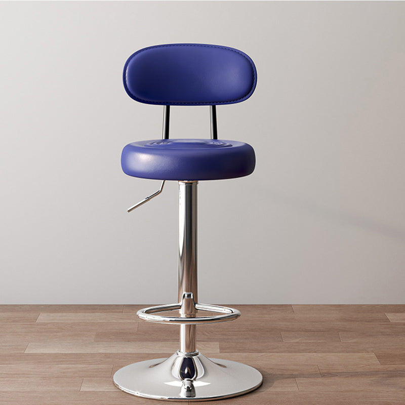 Modern Minimalist Round Upholstered Curved Backrest Leather Metal Bar Stool For Dining Room