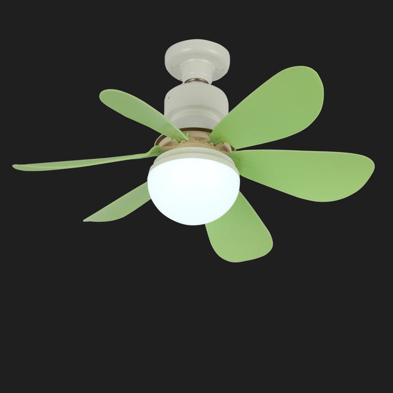 Contemporary Creative PC ABS Nylon Acrylic Flower LED Semi-Flush Mount Ceiling Fan Light For Living Room