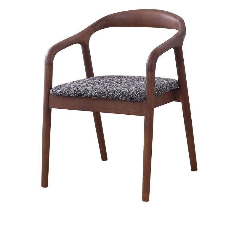 Modern Minimalist Arched Curve Frame Solid Wood Linen Dining Chair Backrest Armrest For Dining Room