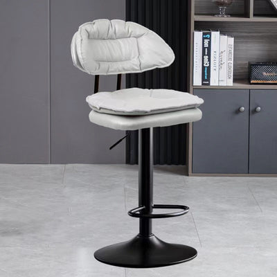 Modern Minimalist Square Cushion Leather Metal Bar Stool Backrest Height Adjustable For Dining Room