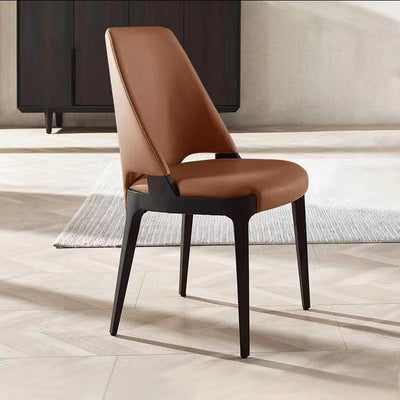 Contemporary Luxury Square Microfiber Leather Upholstered Dining Chair Backrest For Dining Room