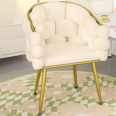 Contemporary Creative Cream Bubble Velvet Fabric Metal Vanity Stool Backrest Armrest For Living Room