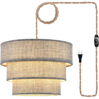 Contemporary Retro Three-Layers Fabric Iron 1-Light Pendant Light For Bedroom