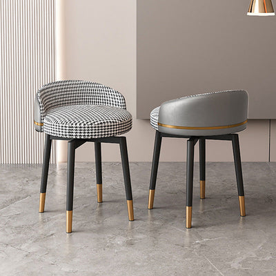 Contemporary Luxury Round Arc Metal Faux Leather Vanity Stool Backrest For Bedroom