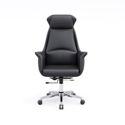 Modern Minimalist Rectangular High Back Leather Carbon Steel Desk Chair For Home Office