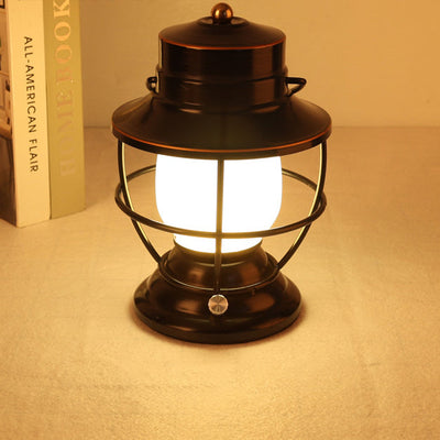 Traditional Farmhouse Waterproof Rechargeable Iron Acrylic Cylinder LED Table Lamp For Entertainment Room