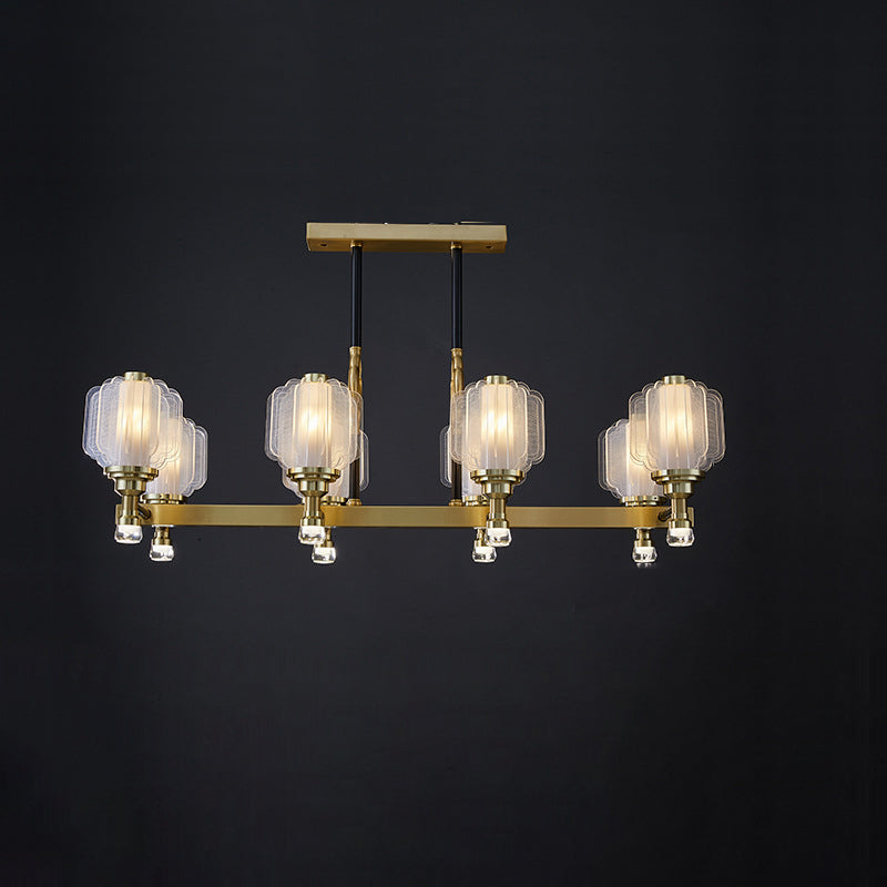 Contemporary Scandinavian Crystal Glass Copper 6/8/15 Light Chandelier For Living Room