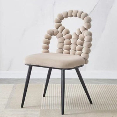 Contemporary Scandinavian Velvet Sponge Metal Heart Ball Round Vanity Stool Backrest For Bedroom