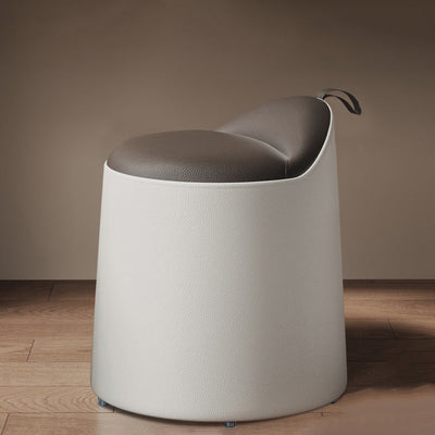 Modern Simplicity Leather Wood Aluminum Alloy Sponge Round Cylinder Vanity Stool Backrest For Bedroom