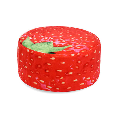 Contemporary Creative Fruit Pattern Round Fabric Pouf Footstool For Living Room