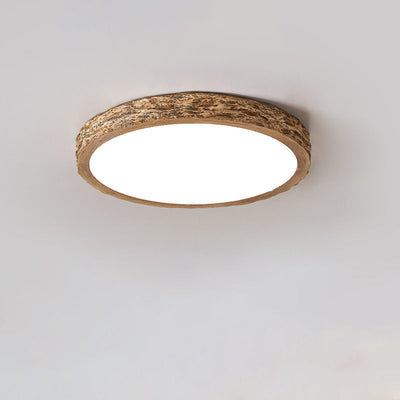 Modern Minimalist Round Stone Grain Resin Iron LED Flush Mount Ceiling Light For Bedroom