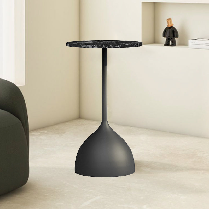 Modern Minimalist Round Iron Marble End Table For Living Room