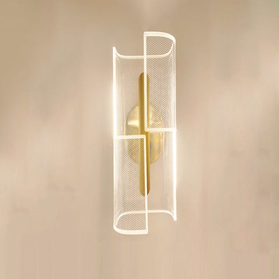 Modern Luxury Iron Acrylic Skeletonized Column Cut Lozenge Line LED Wall Sconce Lamp For Hallway