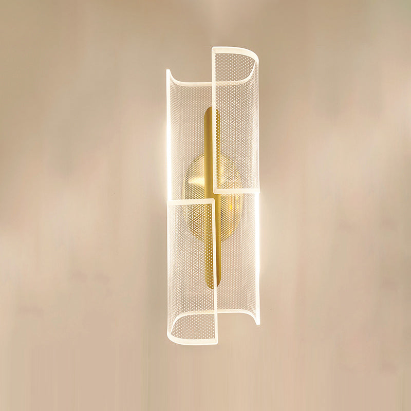 Modern Luxury Iron Acrylic Skeletonized Column Cut Lozenge Line LED Wall Sconce Lamp For Hallway