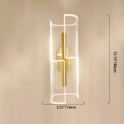 Modern Luxury Iron Acrylic Skeletonized Column Cut Lozenge Line LED Wall Sconce Lamp For Hallway