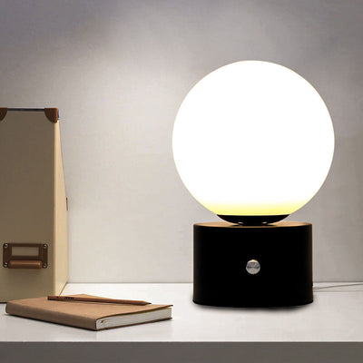 Modern Simplicity Round Orb Iron Glass 1-Light Table Lamp For Bedroom