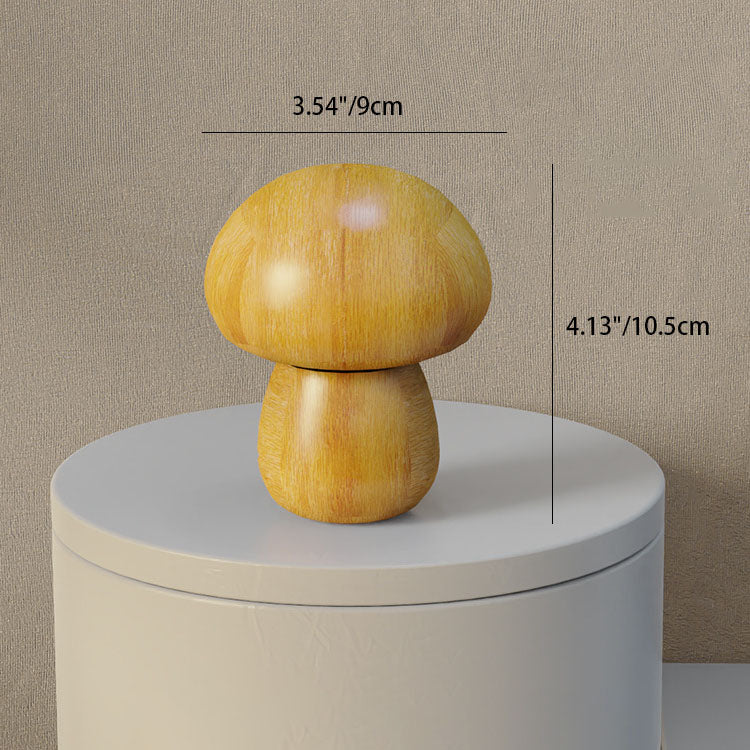 Contemporary Creative Mushroom Rubberwood Beechwood LED Table Lamp For Bedroom