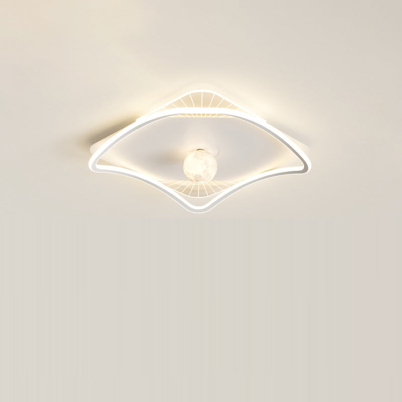 Modern Minimalist Circular Ring Iron Acrylic Aluminum LED Flush Mount Ceiling Light For Bedroom